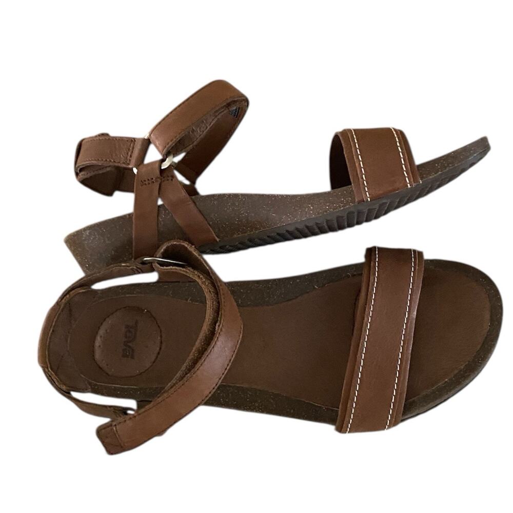 Teva Women’s 10 Wedge Sandals Brown Ysidro Stitch Leather Travel Boho Comfort